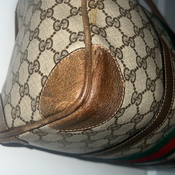 Authentic Gucci Sherry Line Boston Bag – Vintage GG Monogram Canvas Satchel - Picture 13 of 16
